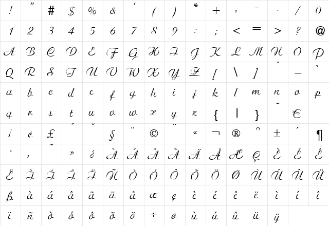 Arioso Normal  glyph index