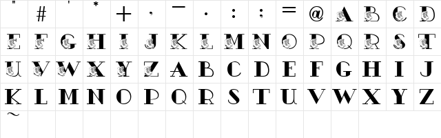 JLR Ashleigh's Skates Regular  glyph index