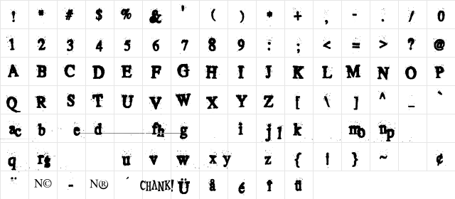 Crusti Medium  glyph index