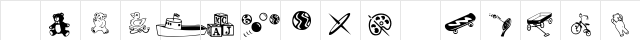 AEZ classical toys Regular  glyph index