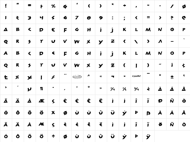 300 Trojans Expanded Expanded  glyph index