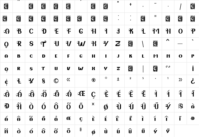 Love Fairy Regular  glyph index