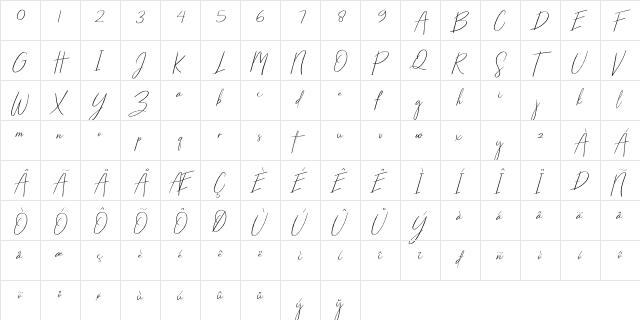 Starlights Italic  glyph index