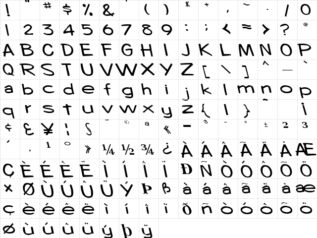 Booster Regular  glyph index