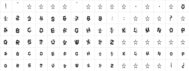 Star Dust Condensed Regular  glyph index