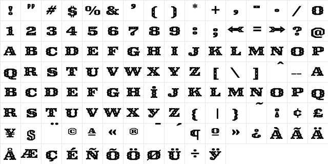 Ironmonger Inlaid  glyph index