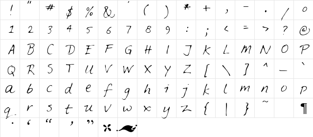 Feltpen Regular  glyph index