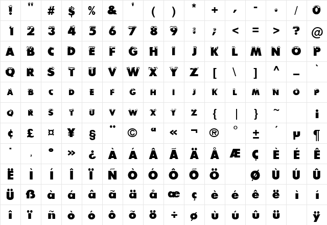 Snowy Plain  glyph index