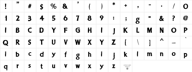LHF Stevens Percepta Bold Regular  glyph index