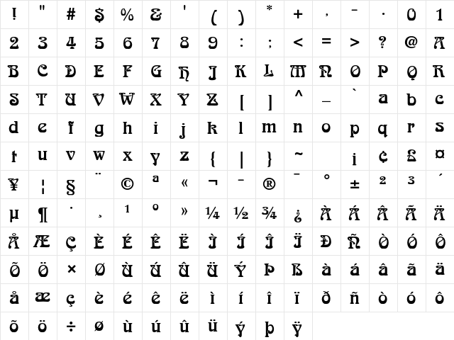 Arnold Bڣklin Std Regular  glyph index