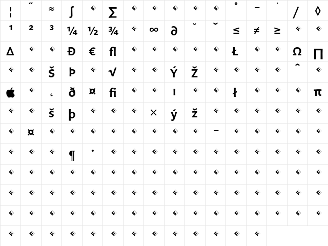 Legato Semi Bold Expert  glyph index