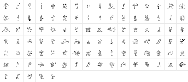 MiniPics UprootedTwig Regular  glyph index