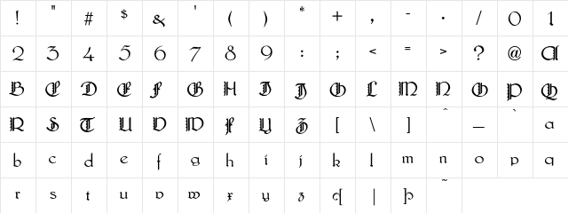 LautenbachFancyCaps Regular  glyph index