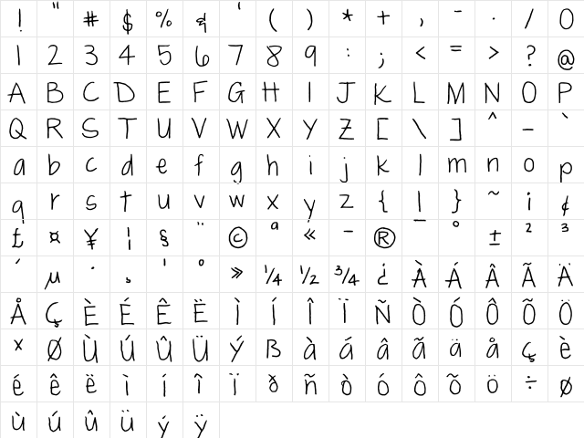 FG Smilla Light Regular  glyph index