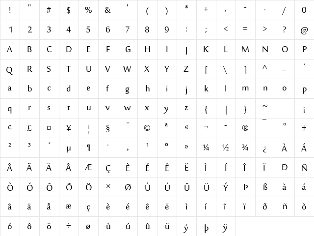 Sakkal Majalla Regular  glyph index