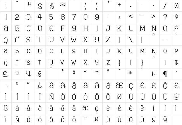 Spoing Medium  glyph index