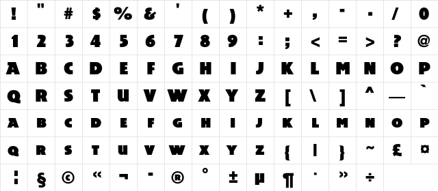 AcsiomaNext Regular  glyph index