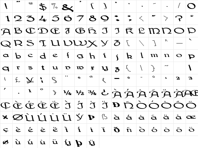 HighPurchase113 Bold  glyph index