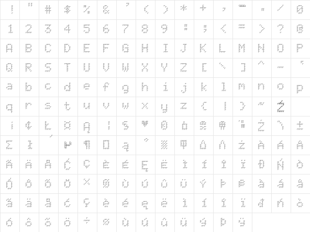 EFN Mobile Albinos Regular  glyph index