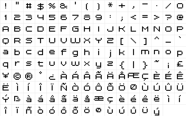 FFF Dreamer Regular  glyph index