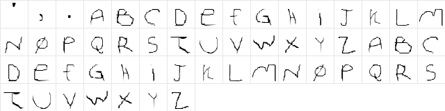 I Think Im Turning Japanese Regular  glyph index