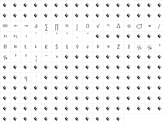 Eureka Sans Light Caps Exp  glyph index