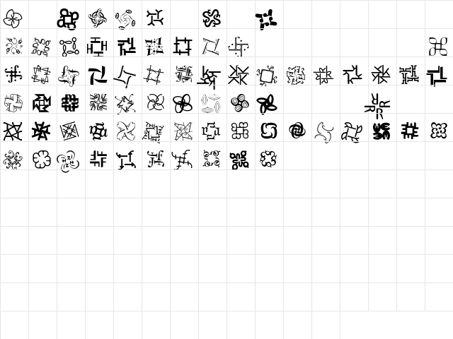 HypnopaediaOne Roman  glyph index