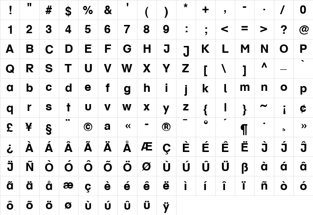 SchulbuchSued Bold  glyph index