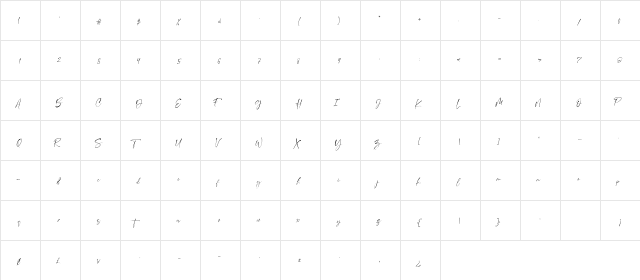 Hasta la vista Regular  glyph index