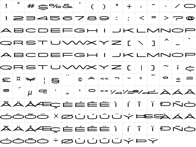 Flatiron ITC Medium  glyph index