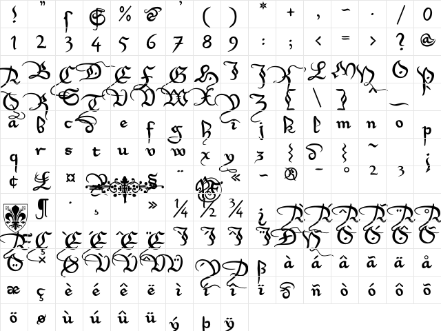 Xirwena Regular  glyph index