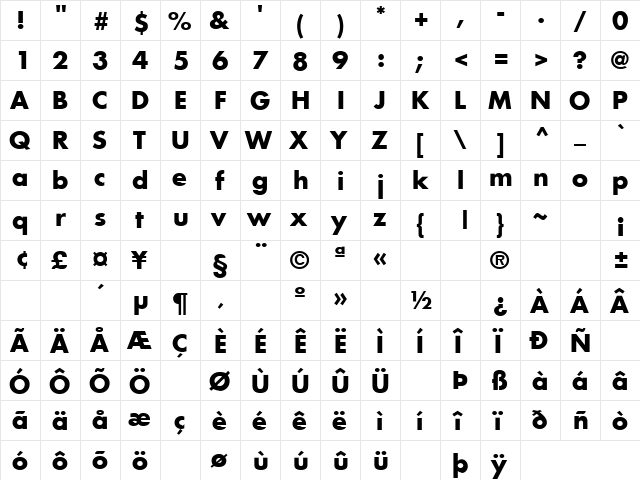 Heartbreaker 7 Regular  glyph index