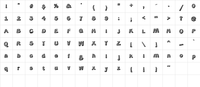 Jerrybuilt Regular  glyph index