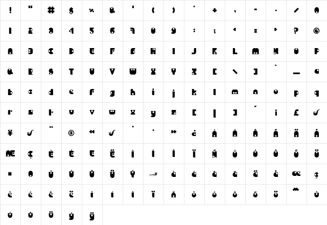 BD Pipe Regular  glyph index