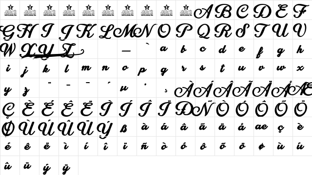Cinderela Personal Use Regular  glyph index