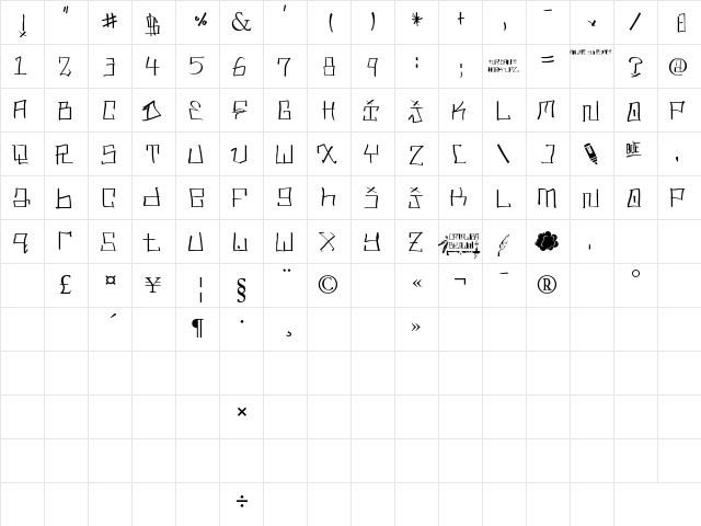 MR. BROWN - Urban Hook-Upz Regular  glyph index