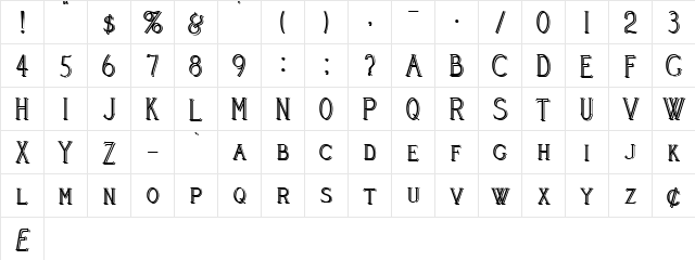 Cleaver's_Juvenia_Blocked Regular  glyph index