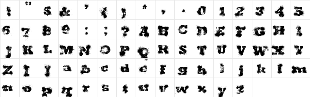 Shotgun Wedding Regular  glyph index