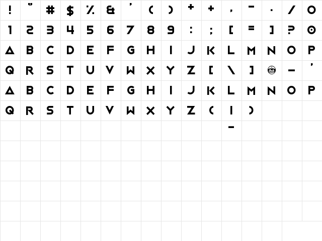 Jack Frost Regular  glyph index
