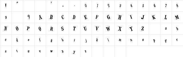 WesternWare Tilt  glyph index
