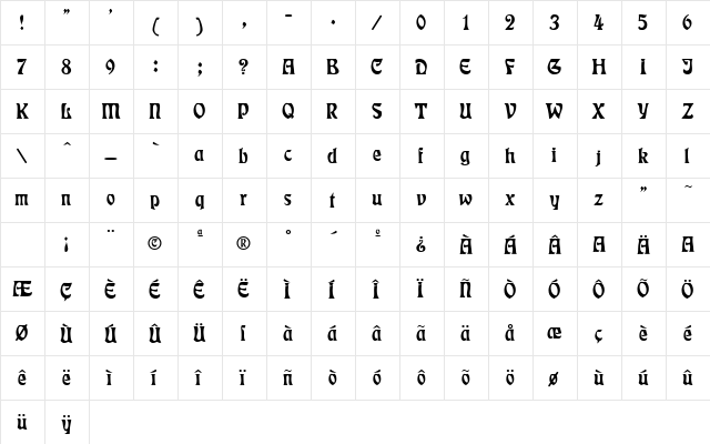 Rudelsberg Medium  glyph index