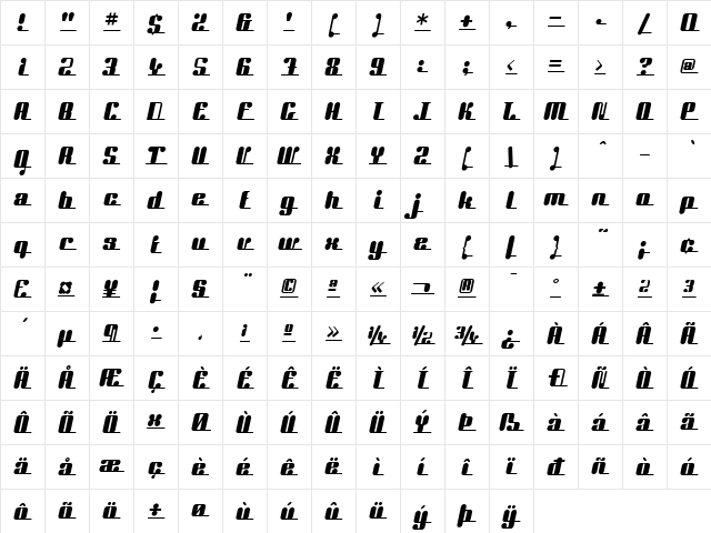 UniteTogetherICG Medium Italic  glyph index