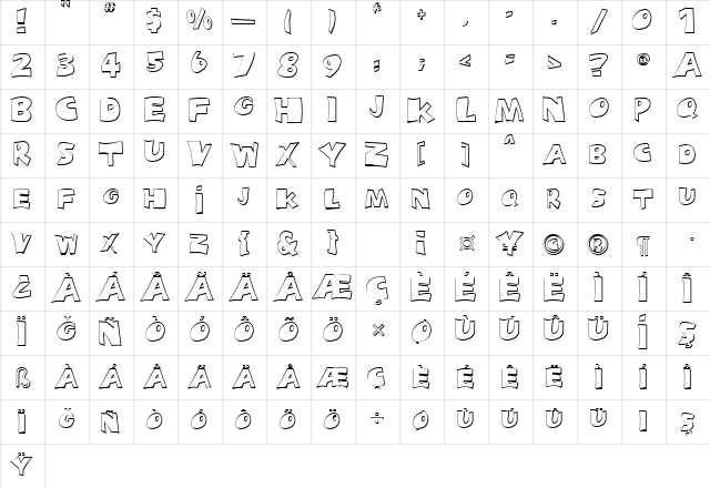 Snopy Outline Normal  glyph index