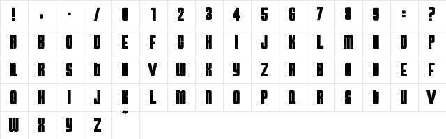 AtomicBomb Regular  glyph index