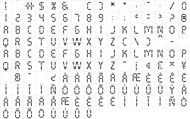 My Display St Regular  glyph index