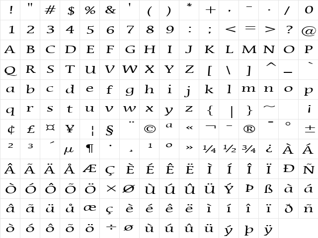 Mirror Wide Normal  glyph index