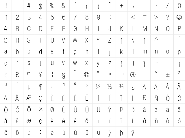 Context Reprise ThinCond SSi Normal  glyph index