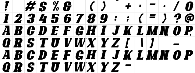 Bonaro Clean Italic Demo Clean Italic  glyph index