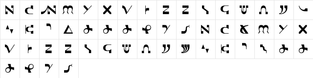 PVEnochian Regular  glyph index