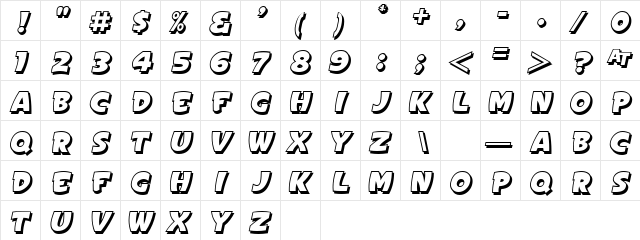 SignPainter'sGothicItal.Sh. JL Regular  glyph index